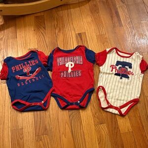 Genuine Merchandise Phillies Baby Bodysuit Trio - Red, Blue, White